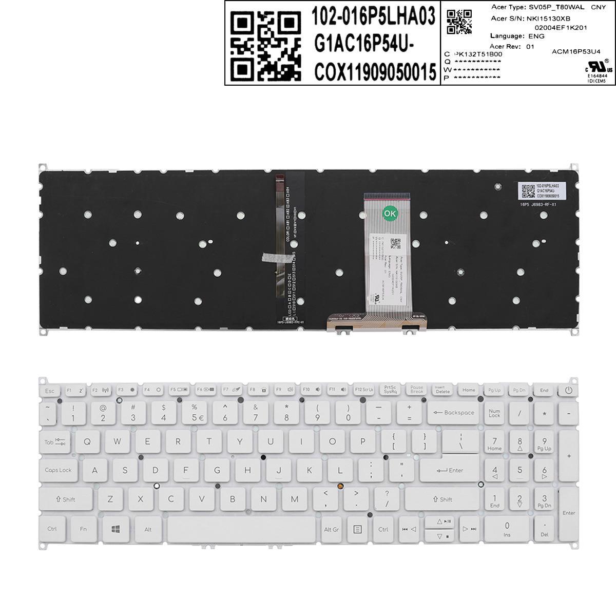 Клавиатура за Acer Aspire A317-32 A317-51 A317-51G  Бяла Без Рамка с Подсветка US/UK  | JAR Computers Клавиатура за Acer Aspire A317-32 A317-51 A317-51G  Бяла Без Рамка с Подсветка US/UK
