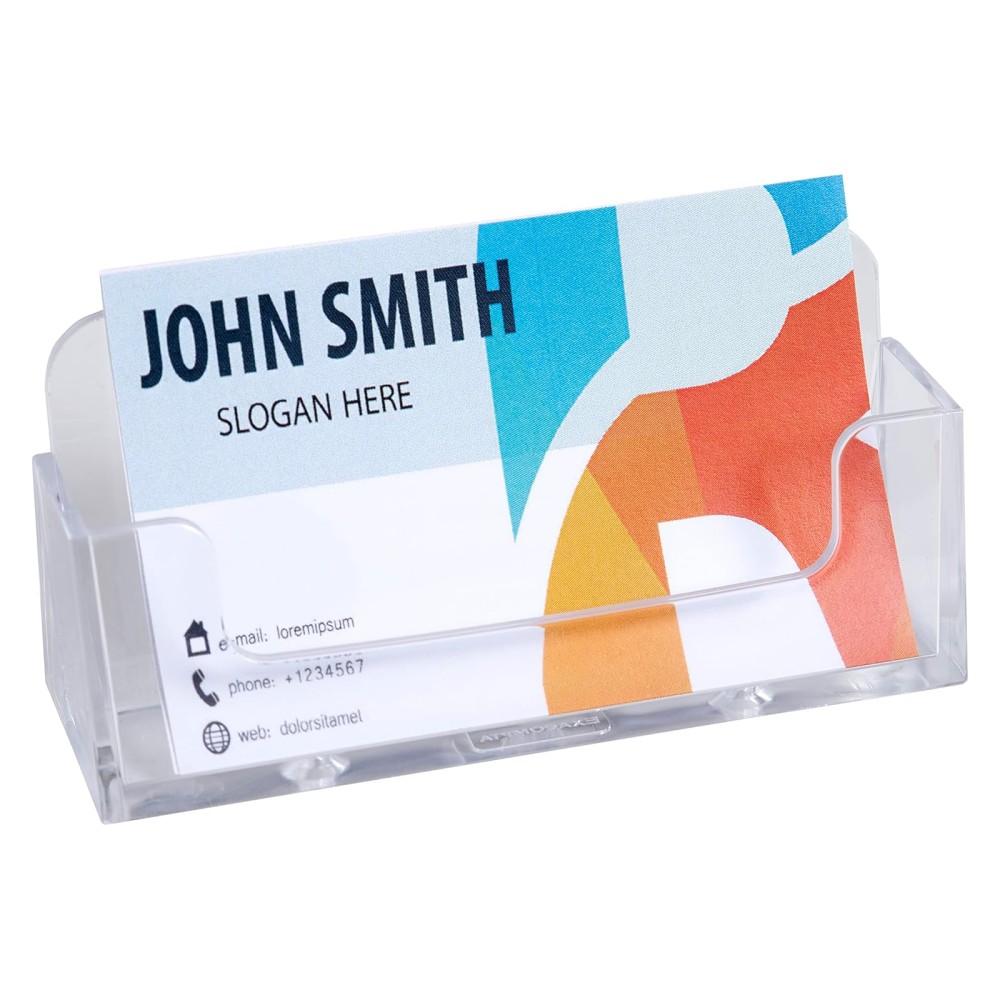 Поставка за визитки EXACOMPTA, 34x102x47 мм, настолна, кристална, 1 отделение | JAR Computers Поставка за визитки EXACOMPTA, 34x102x47 мм, настолна, кристална, 1 отделение