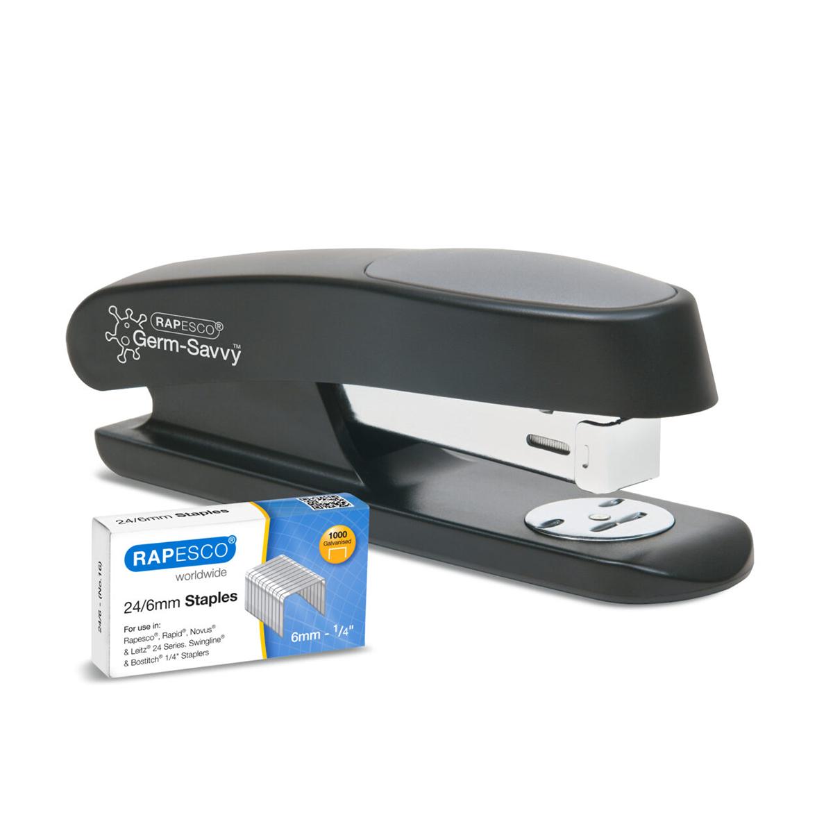Rapesco Телбод Germ-Savvy Eco Sting Ray, 24/6, за 20 листа, черен | JAR Computers Rapesco Телбод Germ-Savvy Eco Sting Ray, 24/6, за 20 листа, черен