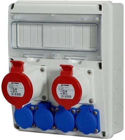 Табло сглобено с индустриални контакти, серия Enerbox 1х 3P+N+E 16A, 1х 3P+N+E 32A и 4х Шуко, без токови защити 11DIN Scame | JAR Computers Табло сглобено с индустриални контакти, серия Enerbox 1х 3P+N+E 16A, 1х 3P+N+E 32A и 4х Шуко, без токови защити 11DIN Scame