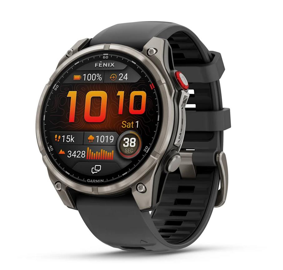 fēnix® 8 Pro – 47 мм, AMOLED - fēnix® 8 Pro – 47 mm, AMOLED, Sapphire - Titanium с Graphite/black силиконова каишка