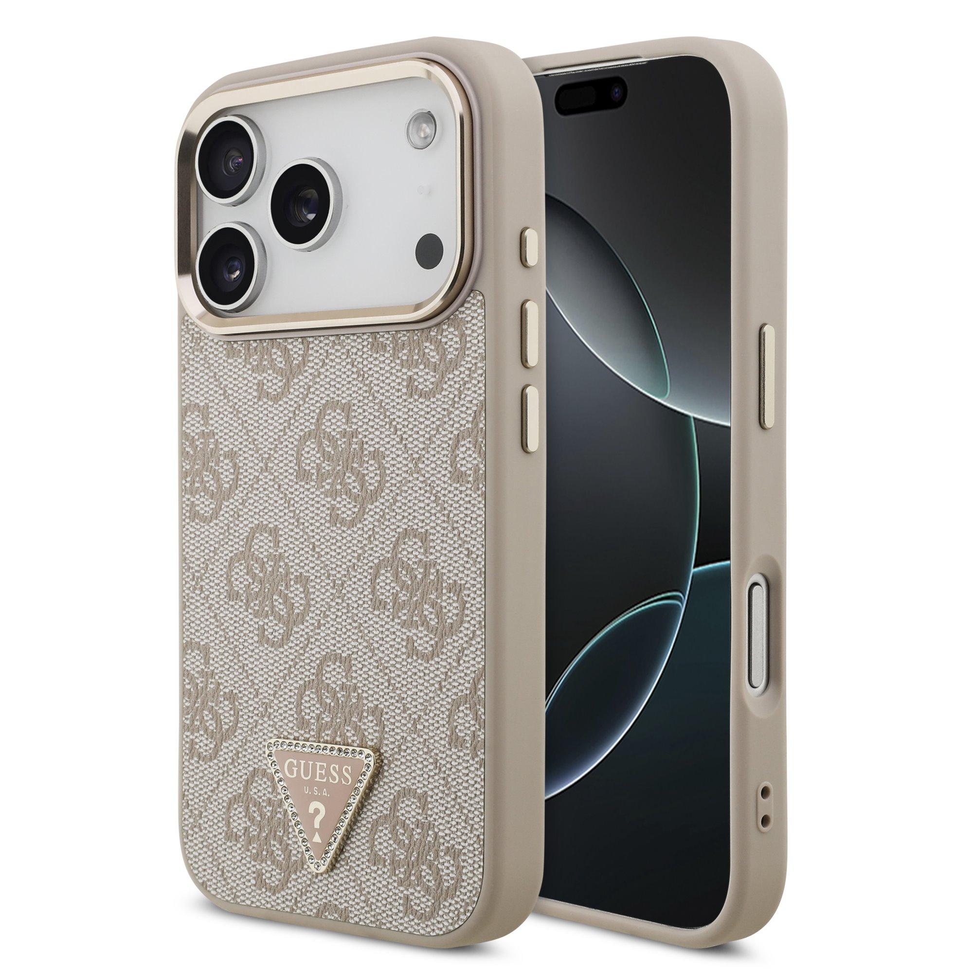 GUESS Калъф Apple iPhone 17 Pro, PU 4G Strass Triangle Logo Gold Frame MagSafe ,розов - GUHMP17LP4GTDGMP | JAR Computers GUESS Калъф Apple iPhone 17 Pro, PU 4G Strass Triangle Logo Gold Frame MagSafe ,розов - GUHMP17LP4GTDGMP