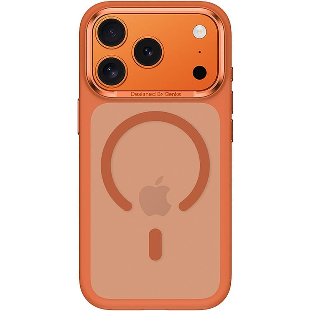 Хибриден удароустойчив кейс с MagSafe за iPhone 18 Pro, iPhone 17 Pro - Benks Magnetic Mist Metal Frame Case (оранжев) | JAR Computers Хибриден удароустойчив кейс с MagSafe за iPhone 18 Pro, iPhone 17 Pro - Benks Magnetic Mist Metal Frame Case (оранжев)