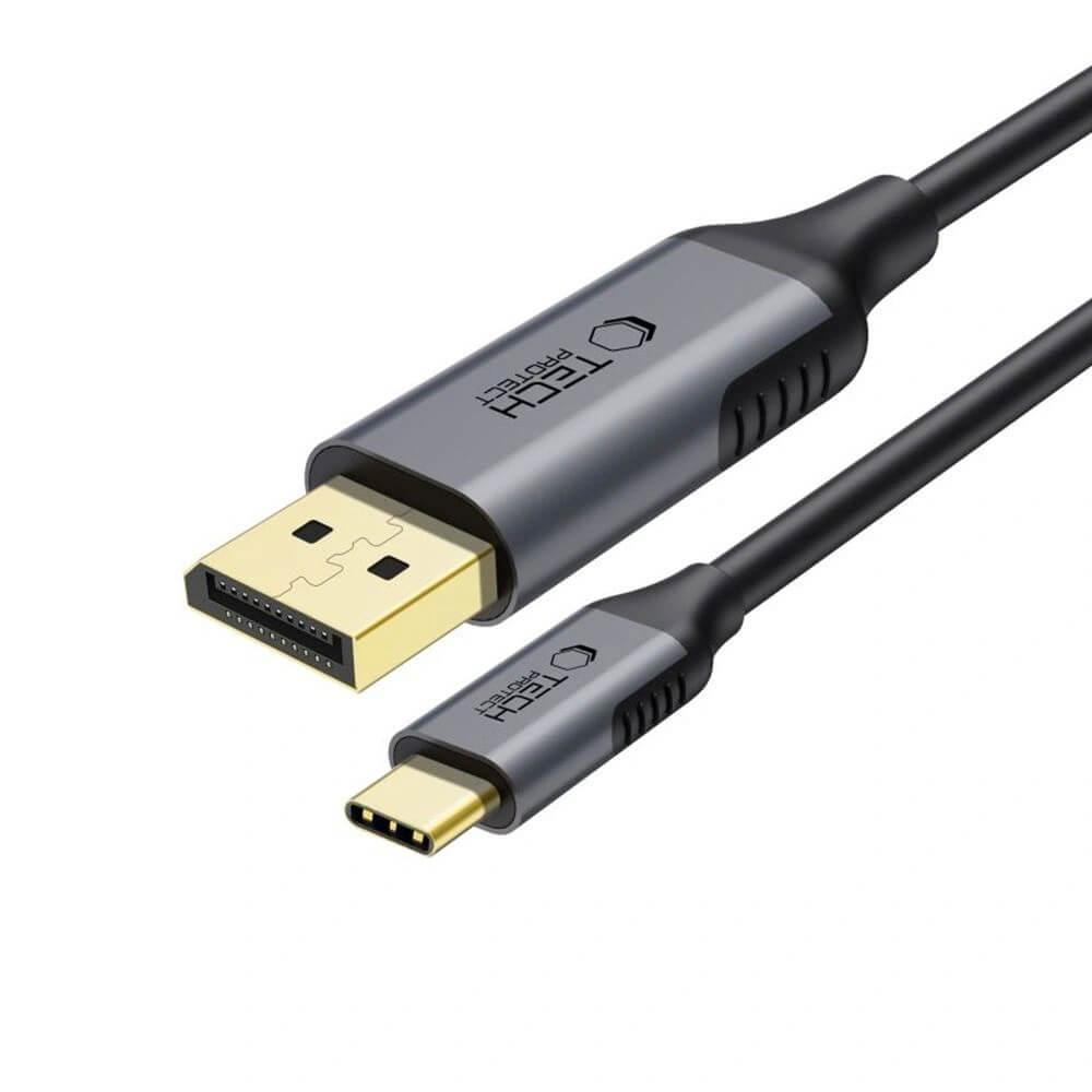 Кабел с поддръжка на 8K за свързване от USB-C към DisplayPort - Tech-Protect Ultraboost USB-C to DisplayPort 1.4 Cable (черен) (180 см) | JAR Computers Кабел с поддръжка на 8K за свързване от USB-C към DisplayPort - Tech-Protect Ultraboost USB-C to DisplayPort 1.4 Cable (черен) (180 см)