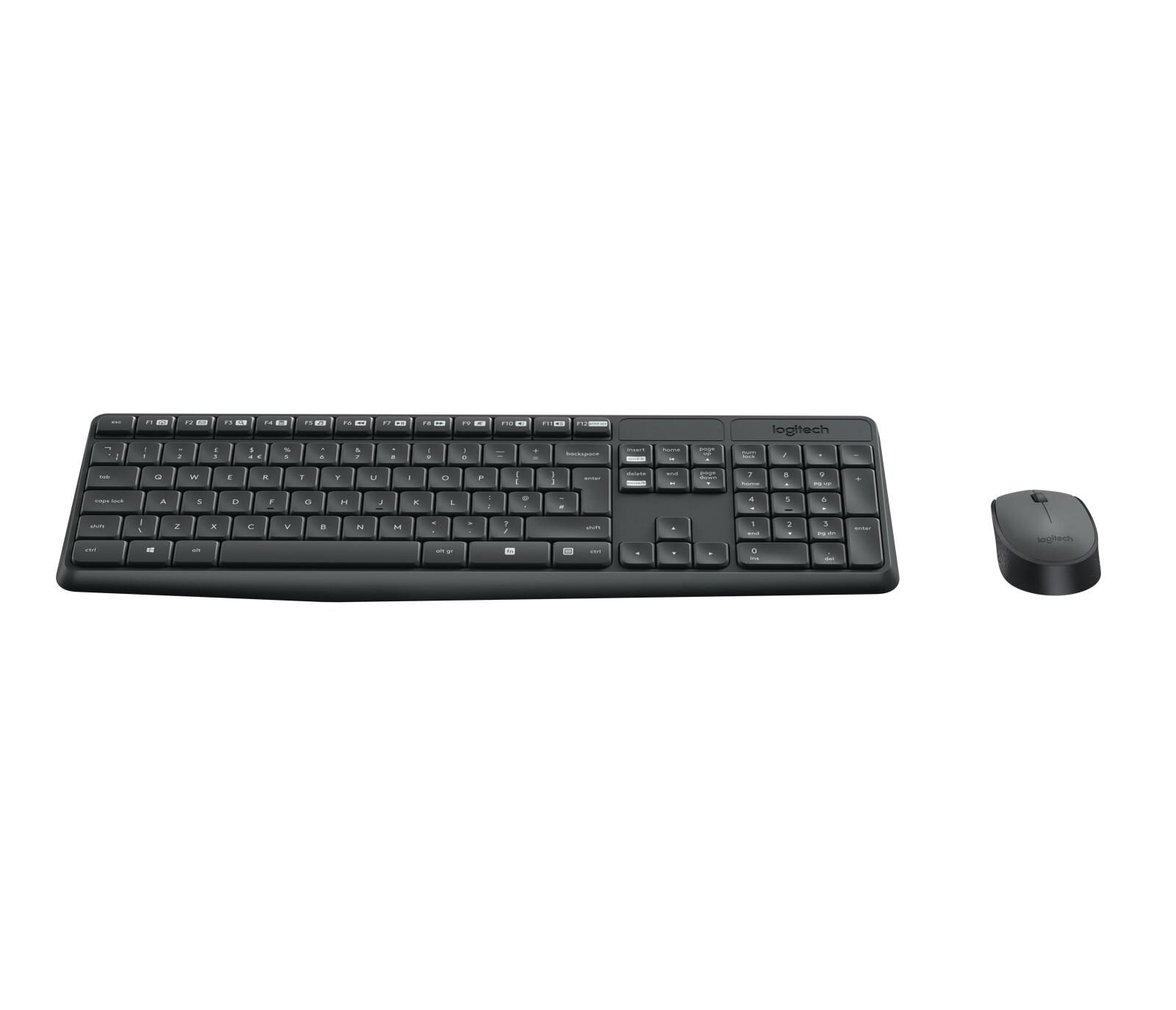 Logitech 920-007905 клавиатура Включена мишка За домашно ползване РЧ безжичен QWERTZ Немски Сив