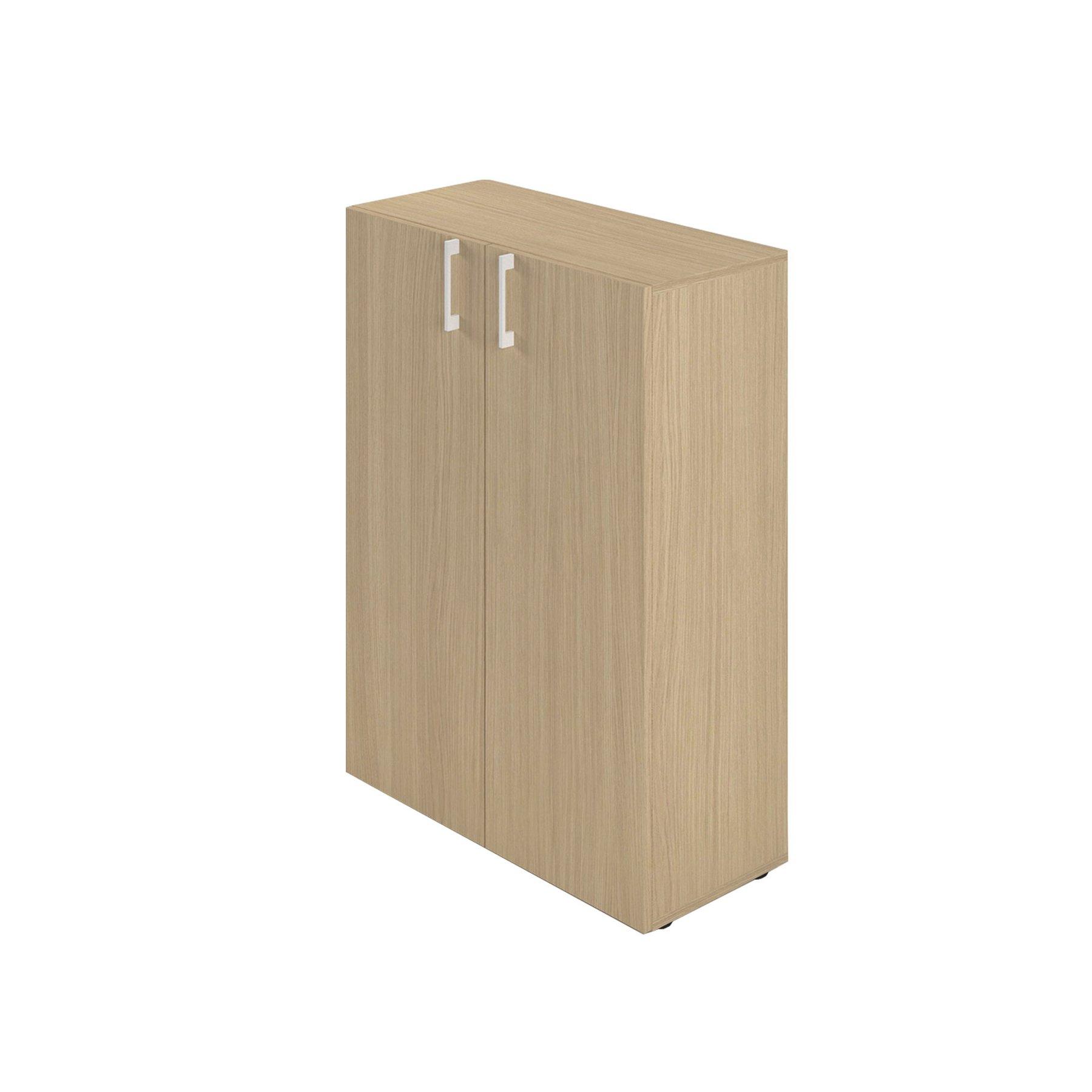 Шкаф Narbutas Nova Basic, 800 х 360 х 1092 mm, ПДЧ, меламин избелен дъб, бяла дръжка