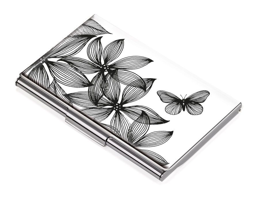 Визитник Troika-BLACK FLOWERS