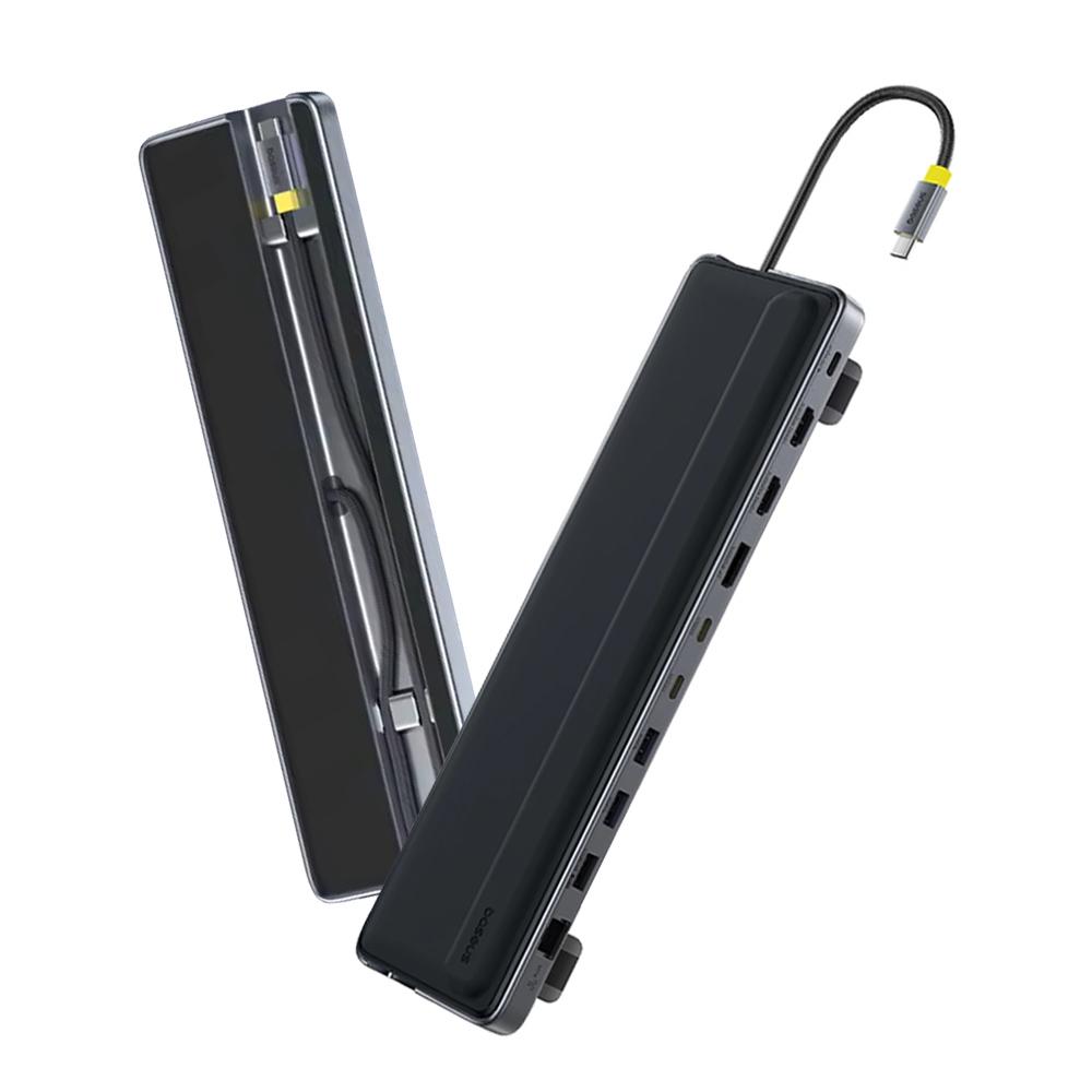 Док станция с USB-C to 2x HDMI, DP, 3x Type-C, 3x USB, SD/TF, RJ45, 10Gbps - Baseus Docking Station EliteJoy EH3 | JAR Computers Док станция с USB-C to 2x HDMI, DP, 3x Type-C, 3x USB, SD/TF, RJ45, 10Gbps - Baseus Docking Station EliteJoy EH3