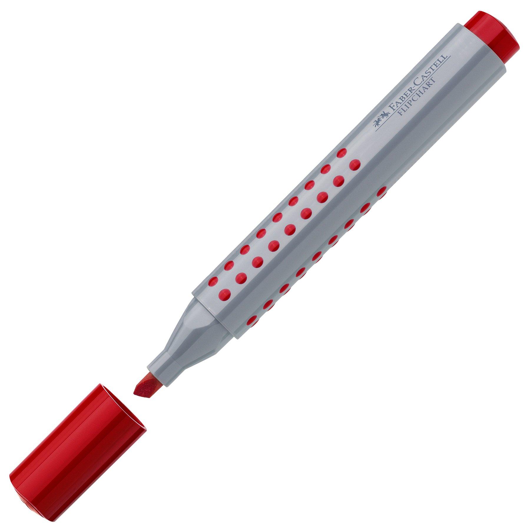 Faber-Castell Маркер за флипчарт Grip, скосен, червен
