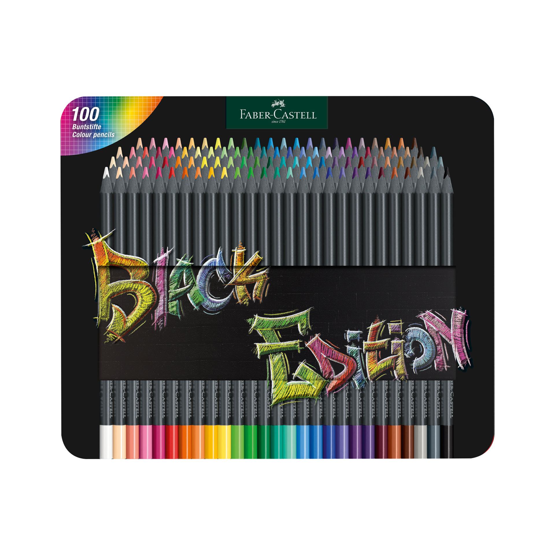 Faber-Castell Моливи Black Edition, 100 цвята, в метална кутия