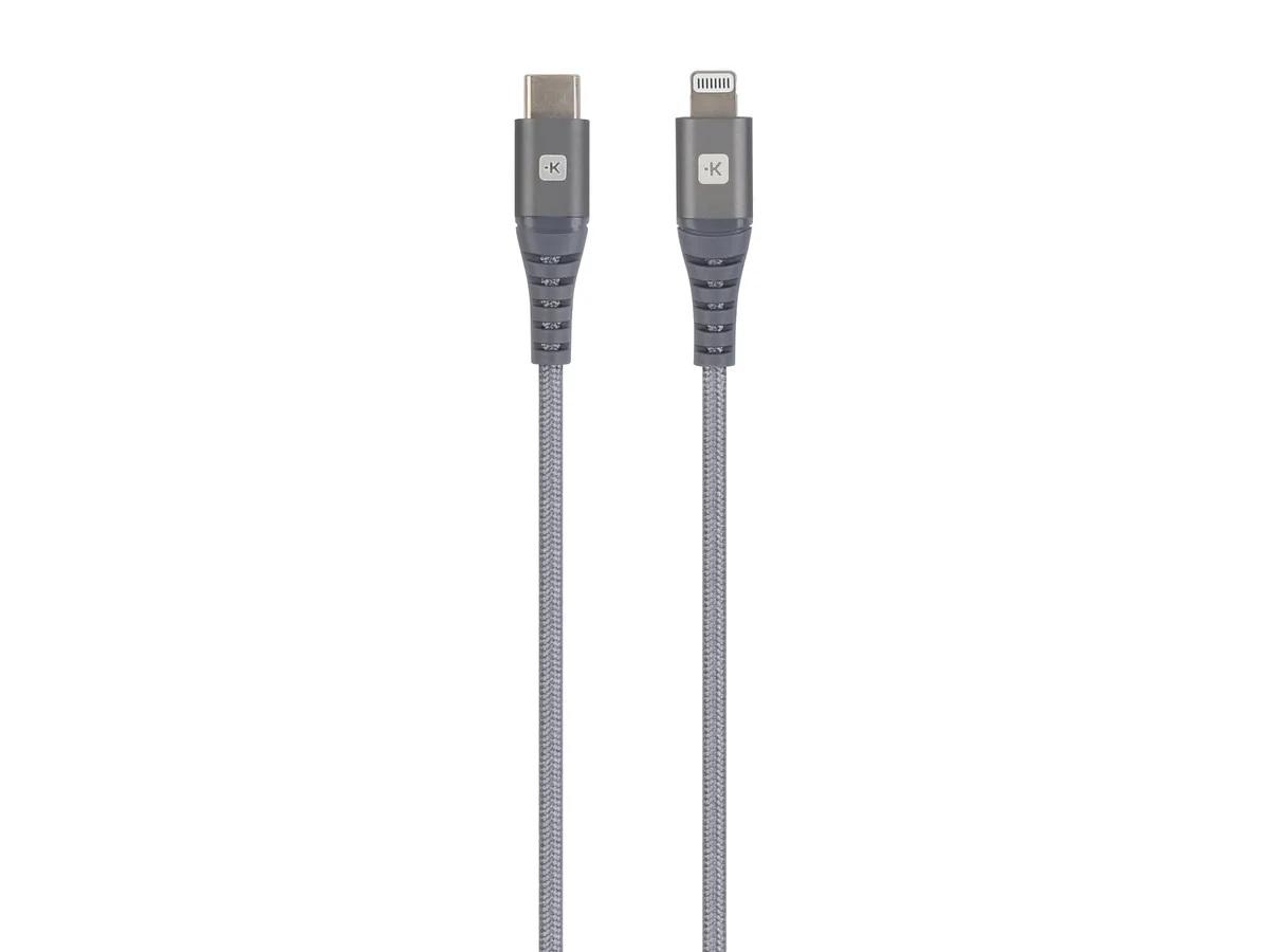Кабел Skross, USB-C - Lightning, Метална оплетка, 2.0 м, Сив | JAR Computers Кабел Skross, USB-C - Lightning, Метална оплетка, 2.0 м, Сив