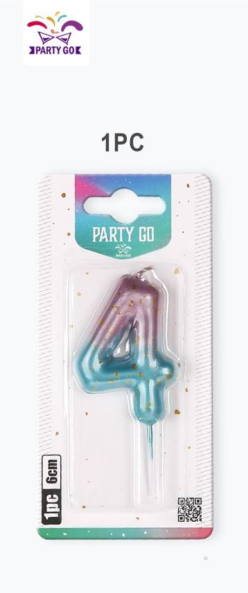 Свещичка PartyGo - преливаща светлосиньо и розово, 6см, 4 | JAR Computers Свещичка PartyGo - преливаща светлосиньо и розово, 6см, 4