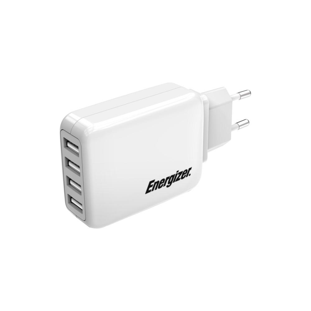 Захранване за ел. мрежа 4.2A с 4xUSB изхода - Energizer Multi Port 4 USB Wall Charger (бял) | JAR Computers Захранване за ел. мрежа 4.2A с 4xUSB изхода - Energizer Multi Port 4 USB Wall Charger (бял)