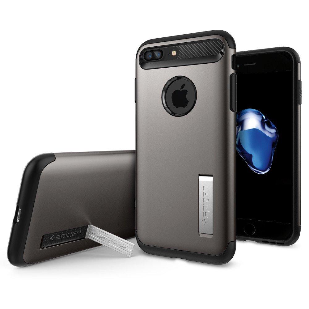Хибриден кейс с поставка и най-висока степен на защита за iPhone 8 Plus, iPhone 7 Plus - Spigen Slim Armor Case (тъмносив) | JAR Computers Хибриден кейс с поставка и най-висока степен на защита за iPhone 8 Plus, iPhone 7 Plus - Spigen Slim Armor Case (тъмносив)