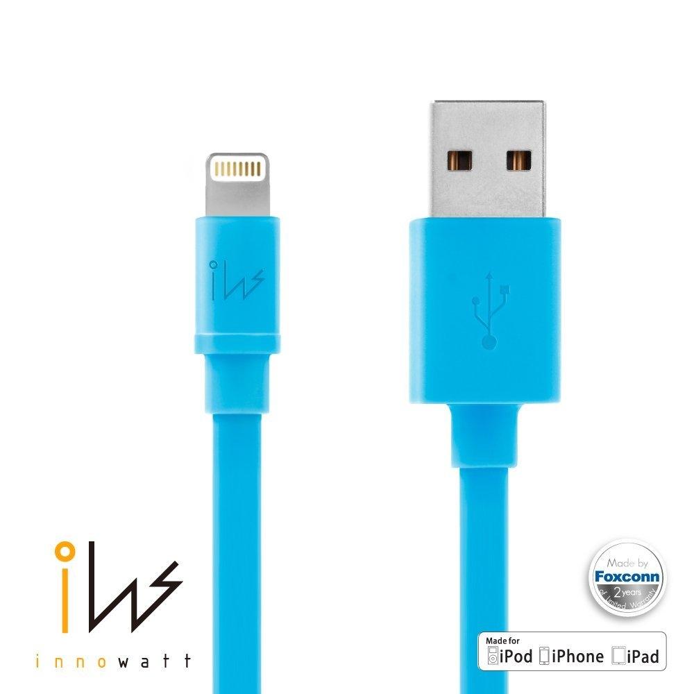 Innowatt Flat Lightning to USB Cable - USB кабел за iPhone 5, iPhone 5S, iPhone SE, iPhone 5C, iPod Touch 5, iPod Nano 7, iPad 4 и iPad Mini, iPad mini 2, iPad mini 3 (син) | JAR Computers Innowatt Flat Lightning to USB Cable - USB кабел за iPhone 5, iPhone 5S, iPhone SE, iPhone 5C, iPod Touch 5, iPod Nano 7, iPad 4 и iPad Mini, iPad mini 2, iPad mini 3 (син)