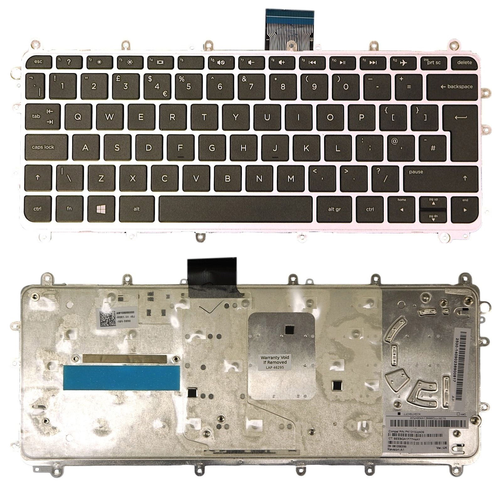Клавиатура за лаптоп HP Pavilion 11-N Silver Frame Black / Черна със Сребриста Рамка