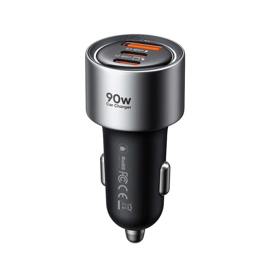 Зарядно за кола с 2xUSB-C и USB-A изходи с технология за бързо зареждане - Mcdodo CC-3110 Gana Series Triple Quick Car Charger 90W (тъмносив) | JAR Computers Зарядно за кола с 2xUSB-C и USB-A изходи с технология за бързо зареждане - Mcdodo CC-3110 Gana Series Triple Quick Car Charger 90W (тъмносив)