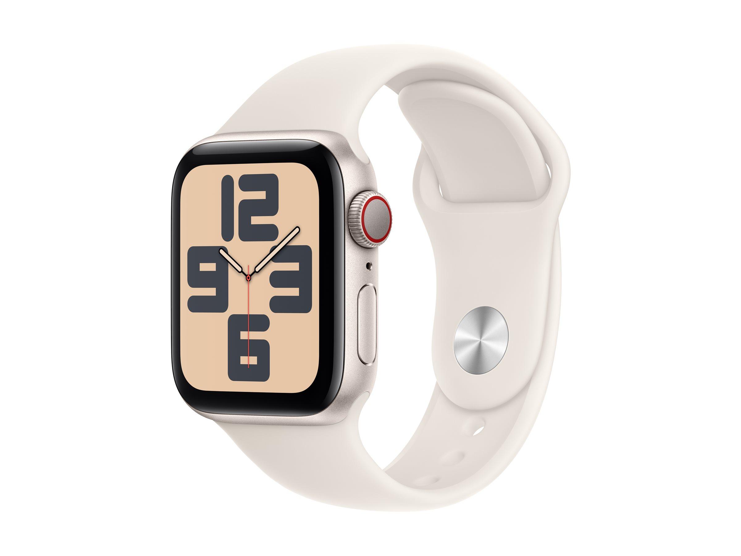APPLE Watch SE GPS + Cellular 40mm Starlight Aluminium Case with Starlight Sport Band - M/L | JAR Computers APPLE Watch SE GPS + Cellular 40mm Starlight Aluminium Case with Starlight Sport Band - M/L