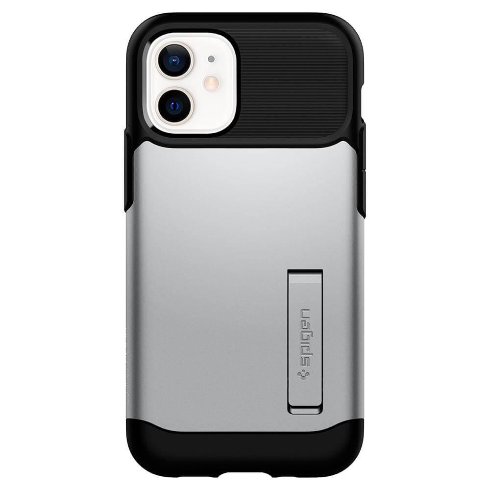 Хибриден кейс с най-висока степен на защита за iPhone 12 mini - Spigen Slim Armor Case (сребрист) | JAR Computers Хибриден кейс с най-висока степен на защита за iPhone 12 mini - Spigen Slim Armor Case (сребрист)