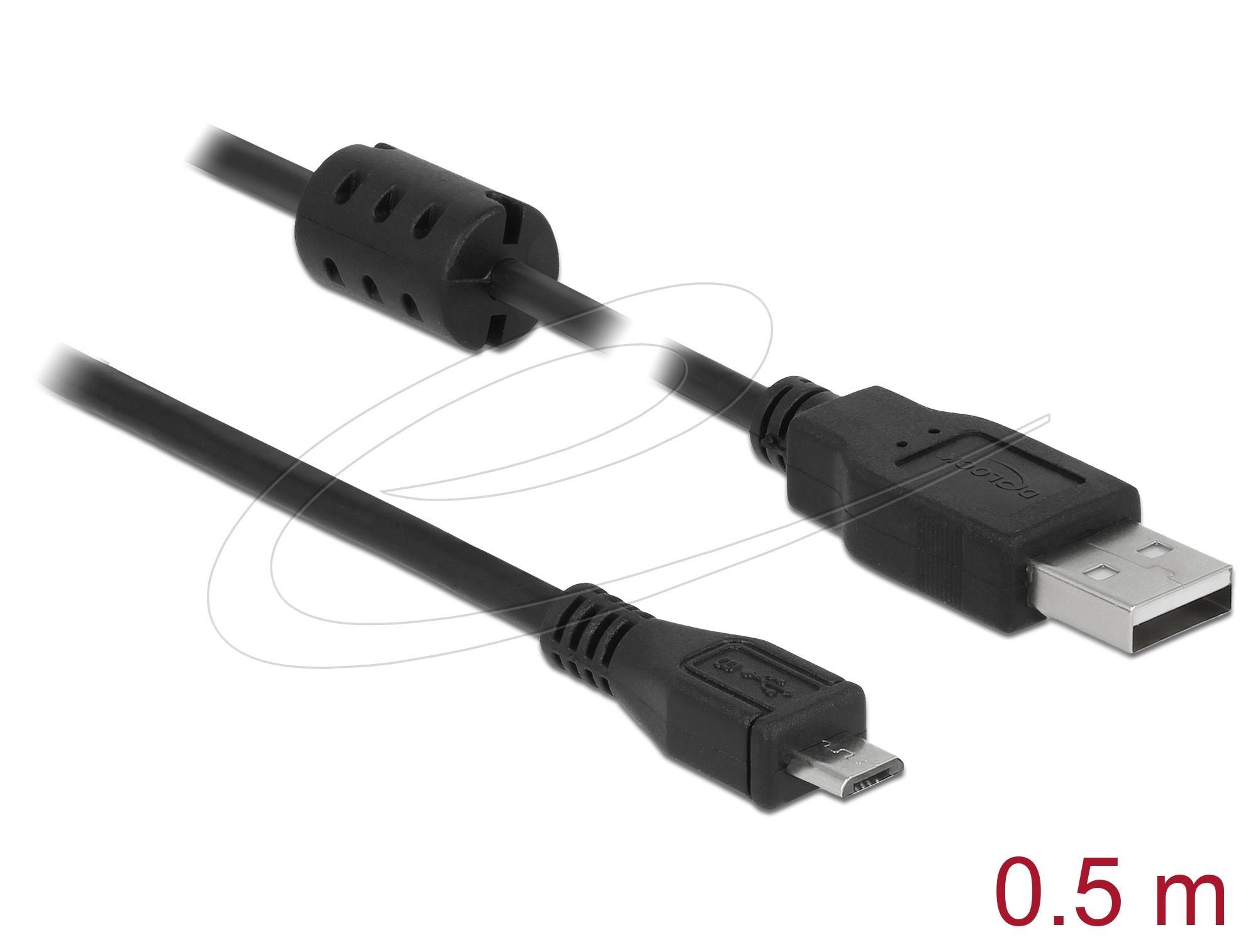 Кабел DeLock USB 2.0 Type-A мъжко - Micro USB -B мъжко | JAR Computers Кабел DeLock USB 2.0 Type-A мъжко - Micro USB -B мъжко
