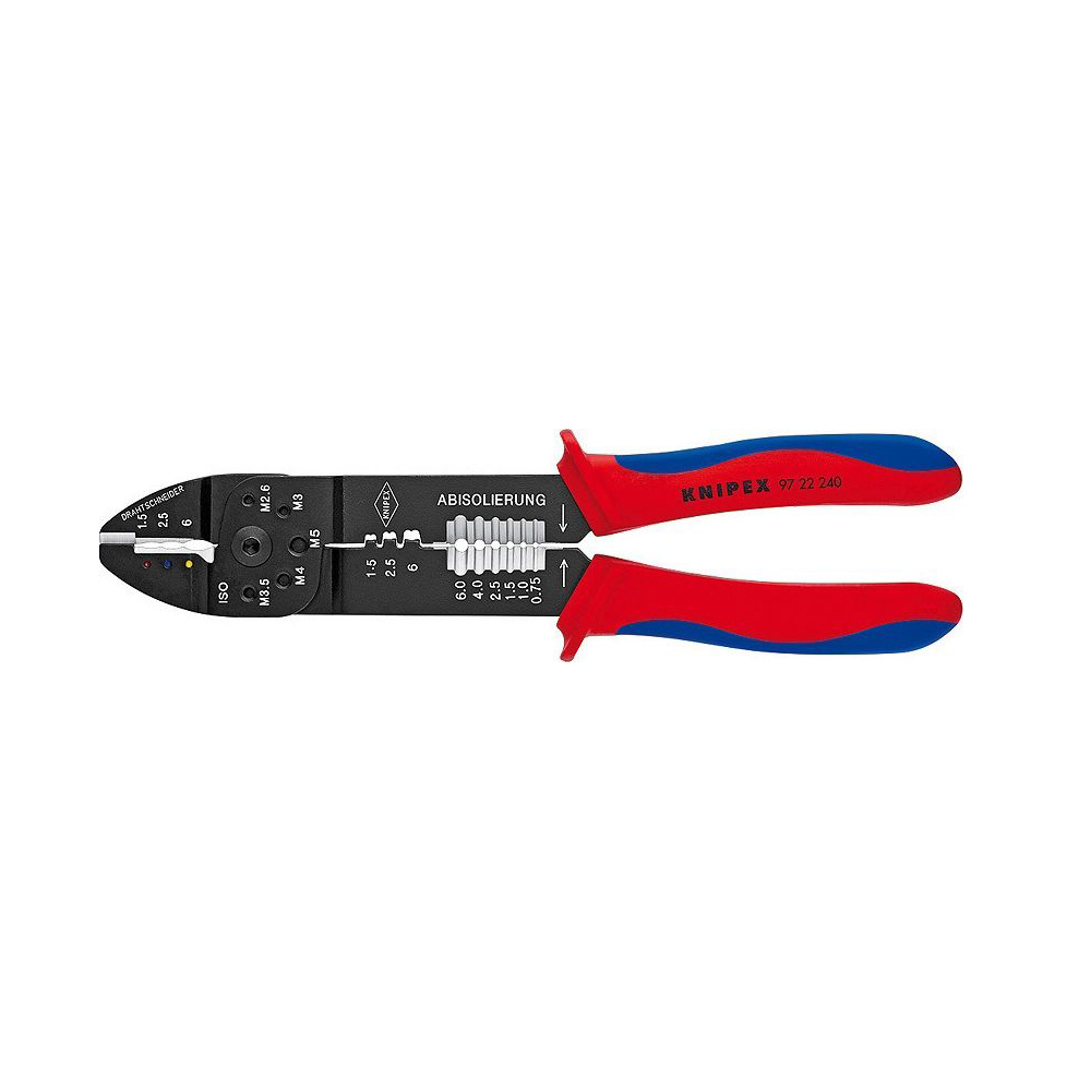 Knipex Crimping Terminals Cross Section 0.5-6mm² with Stripper 240mm (9722240) (KNI9722240) | JAR Computers Knipex Crimping Terminals Cross Section 0.5-6mm² with Stripper 240mm (9722240) (KNI9722240)
