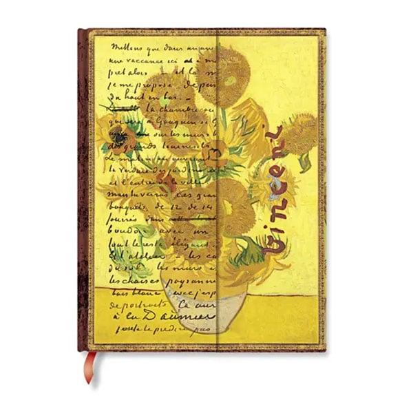 Paperblanks Тефтер Van Gogh Sunflowers, Ultra, широки редове, твърда корица, 72 листа