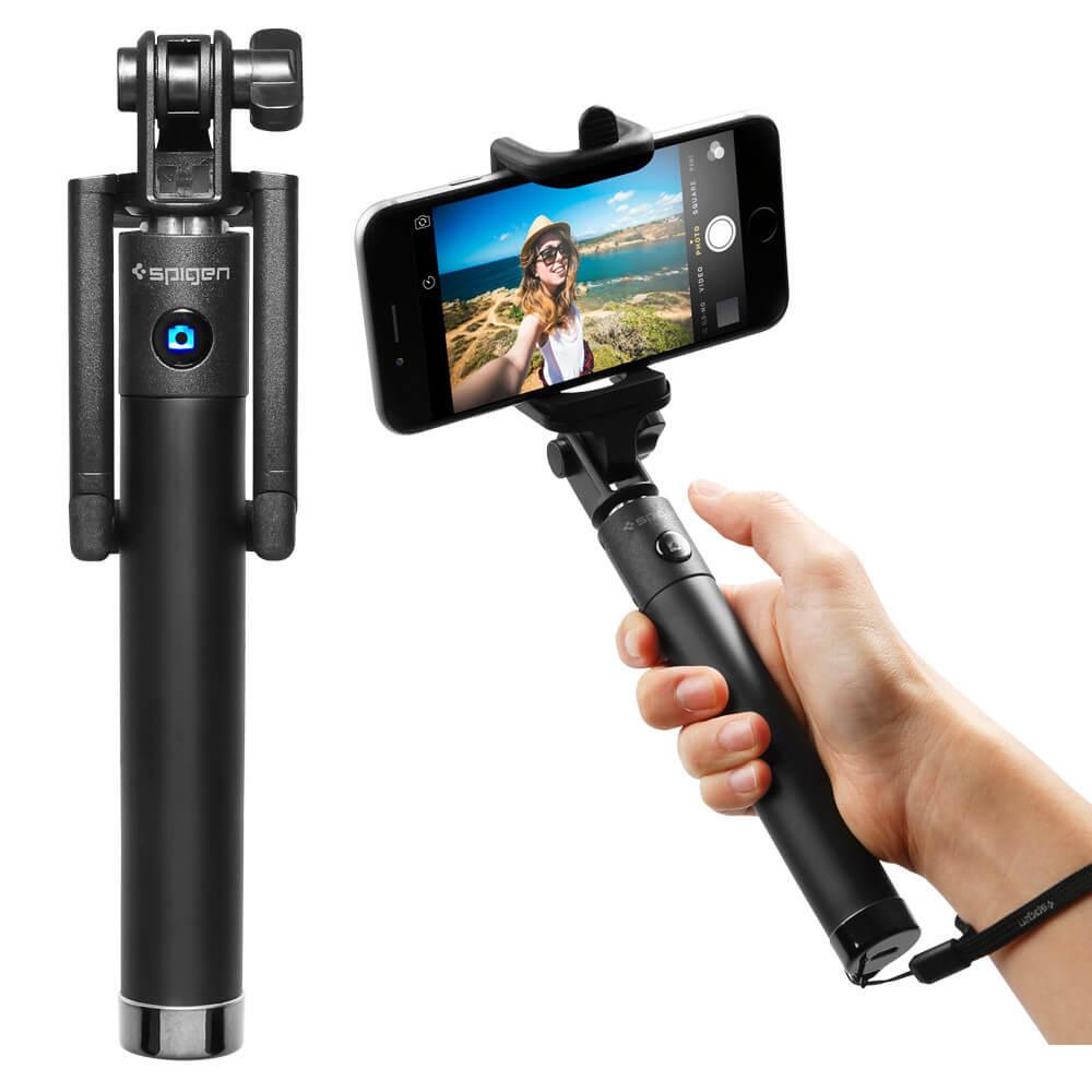 Разтегателен безжичен селфи стик за мобилни телефони - Spigen Ultra Compact Foldable Selfiestick (черен) | JAR Computers Разтегателен безжичен селфи стик за мобилни телефони - Spigen Ultra Compact Foldable Selfiestick (черен)