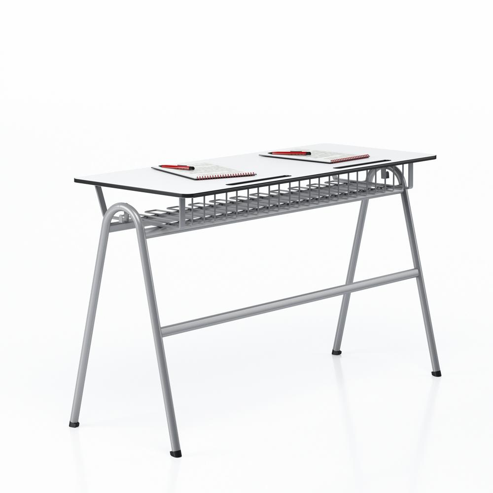 RFG Ученически чин Letme, двоен, над VIII клас, 1100 х 500 х 750 mm, бял плот, сив метал | JAR Computers RFG Ученически чин Letme, двоен, над VIII клас, 1100 х 500 х 750 mm, бял плот, сив метал