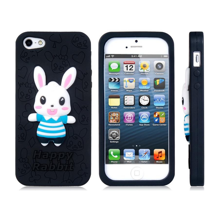 Силиконов калъф за iPhone 5, iPhone 5S, iPhone SE - Happy Rabbit Case (черен) | JAR Computers Силиконов калъф за iPhone 5, iPhone 5S, iPhone SE - Happy Rabbit Case (черен)