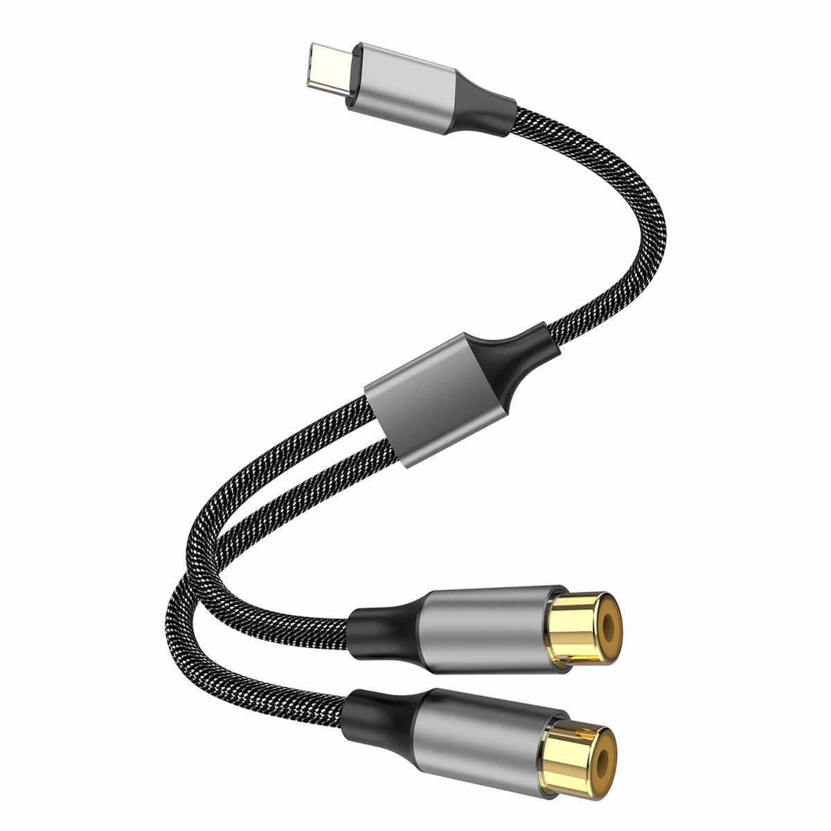 4smarts MatchCord Active USB-C Male to 2xRCA Female Adapter Cable - активен кабел USB-C мъжко към 2xRCA (чинча) женско за устройства с USB-C порт (20 см) (черен)