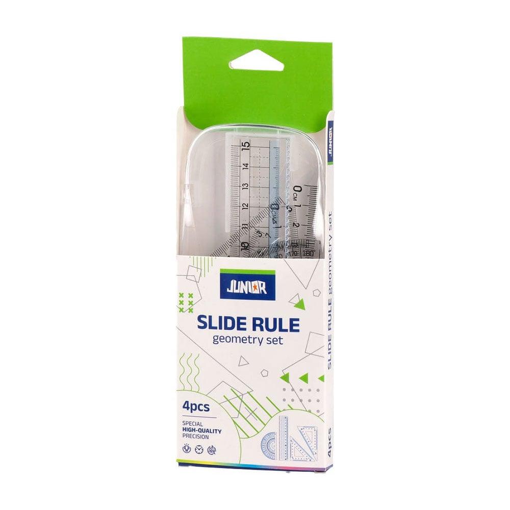 Чертожен комплект Junior Slide Rule, прозрачен, 15 cm, 4 части