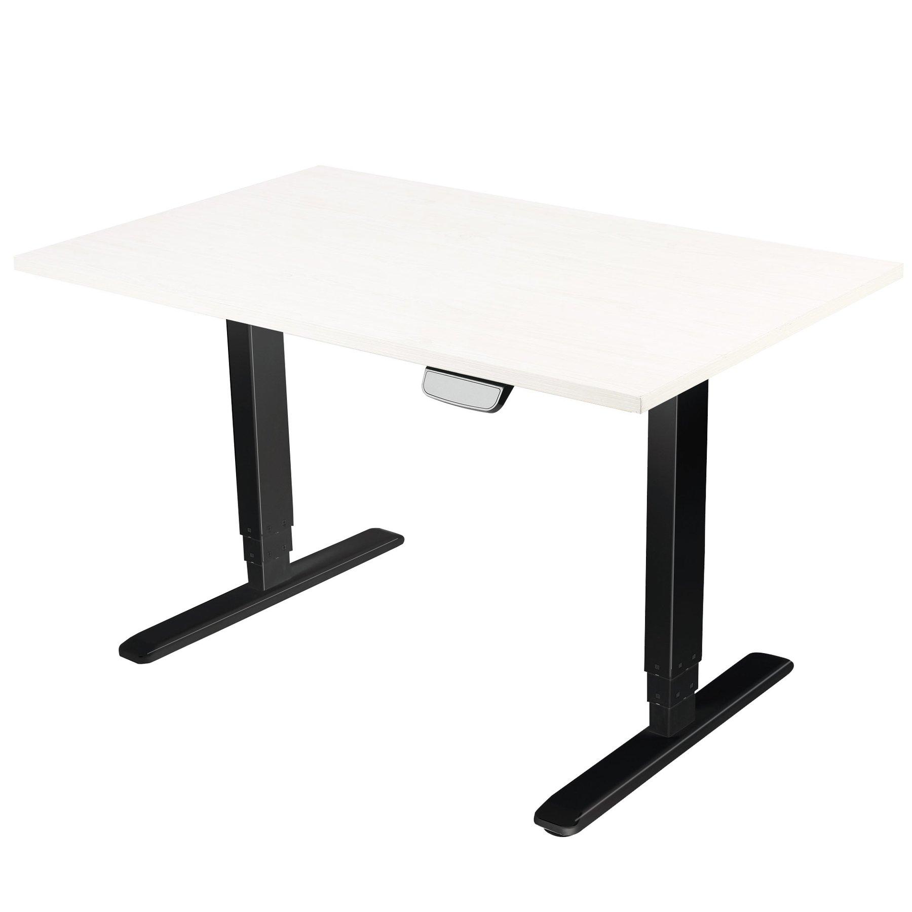 Ергономично eлектрическо бюро RFG, 160 x 80 x 62-128 cm, ПДЧ 25 mm, бял плот, черни метални крака