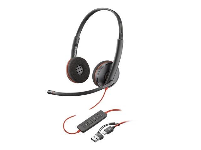 HP Poly Blackwire 3220 Stereo USB-C Black Headset +USB-C/A Adapter Bulk | JAR Computers HP Poly Blackwire 3220 Stereo USB-C Black Headset +USB-C/A Adapter Bulk