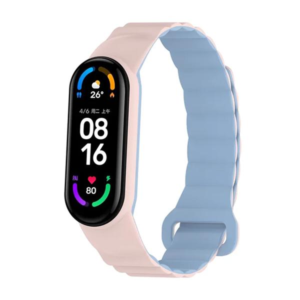 Каишка за Xiaomi Mi Band 3/4/5/6/7, Magnet Strap /розово + синьо/ | JAR Computers Каишка за Xiaomi Mi Band 3/4/5/6/7, Magnet Strap /розово + синьо/