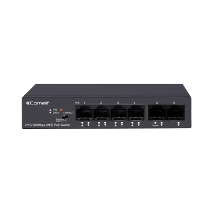 PoE мрежов суич, 4 порта + 2 uplink (10/100 Mbps) - Comelit IPSWP06N100A | JAR Computers PoE мрежов суич, 4 порта + 2 uplink (10/100 Mbps) - Comelit IPSWP06N100A