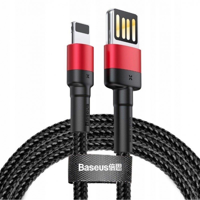 Baseus Cafule USB Lightning Cable (Special Edition) - Lightning USB кабел за iPhone, iPad и iPod с Lightning порт (100 см) (черен-червен)