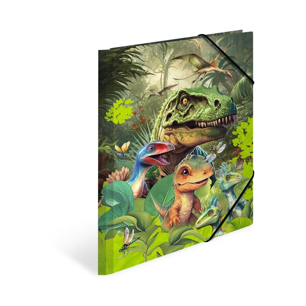 Herma Папка Dino World, картонена, с ластик, A4, на динозаври | JAR Computers Herma Папка Dino World, картонена, с ластик, A4, на динозаври