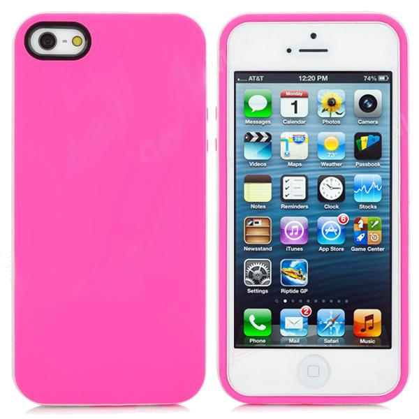 Хибриден кейс за iPhone 5, iPhone 5S, iPhone SE - Rubber Frame Case (розов-бял) | JAR Computers Хибриден кейс за iPhone 5, iPhone 5S, iPhone SE - Rubber Frame Case (розов-бял)