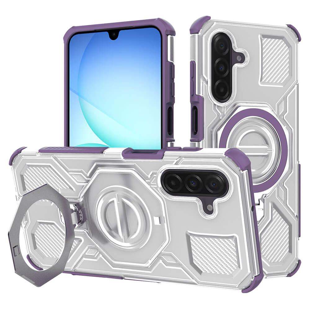 Хибриден удароустойчив кейс с вградена поставка за Samsung Galaxy A17 5G, Galaxy A17 4G - Techsuit Carbon Shield Pro Hybrid Case (сребрист-лилав) | JAR Computers Хибриден удароустойчив кейс с вградена поставка за Samsung Galaxy A17 5G, Galaxy A17 4G - Techsuit Carbon Shield Pro Hybrid Case (сребрист-лилав)