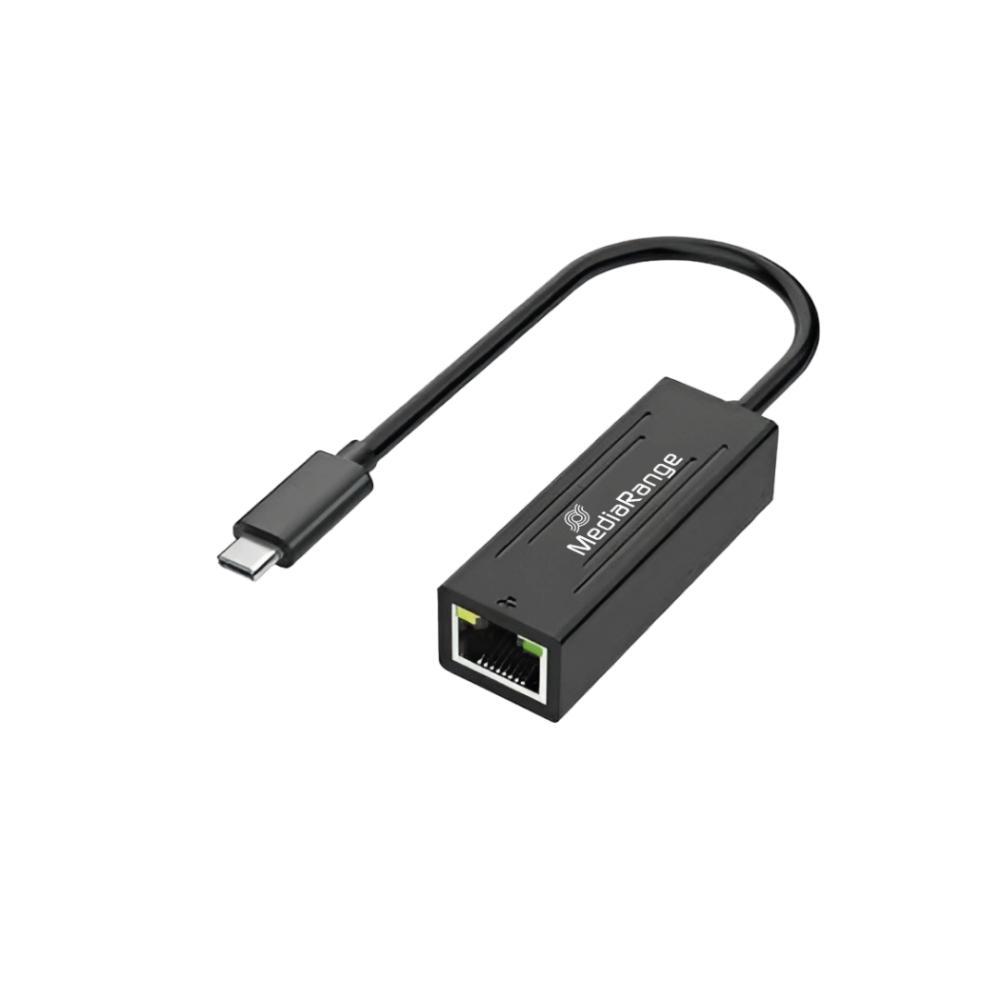 MediaRange USB Type-C® Ethernet Adapter with RJ45 Port, 10/100/1000 Mbps, 20cm, Black (MRCS237) | JAR Computers MediaRange USB Type-C® Ethernet Adapter with RJ45 Port, 10/100/1000 Mbps, 20cm, Black (MRCS237)