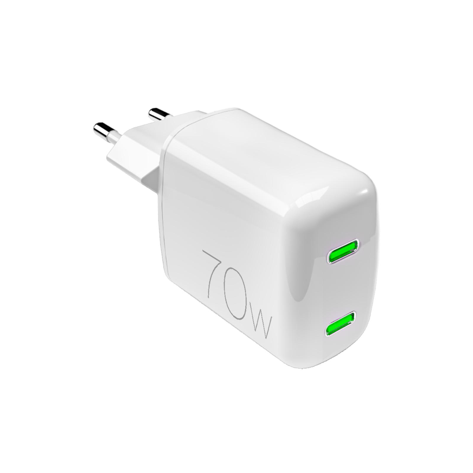 Puro 69879 Мрежово зарядно "Mini Pro" GaN 2x USB-C, PD70W, бял