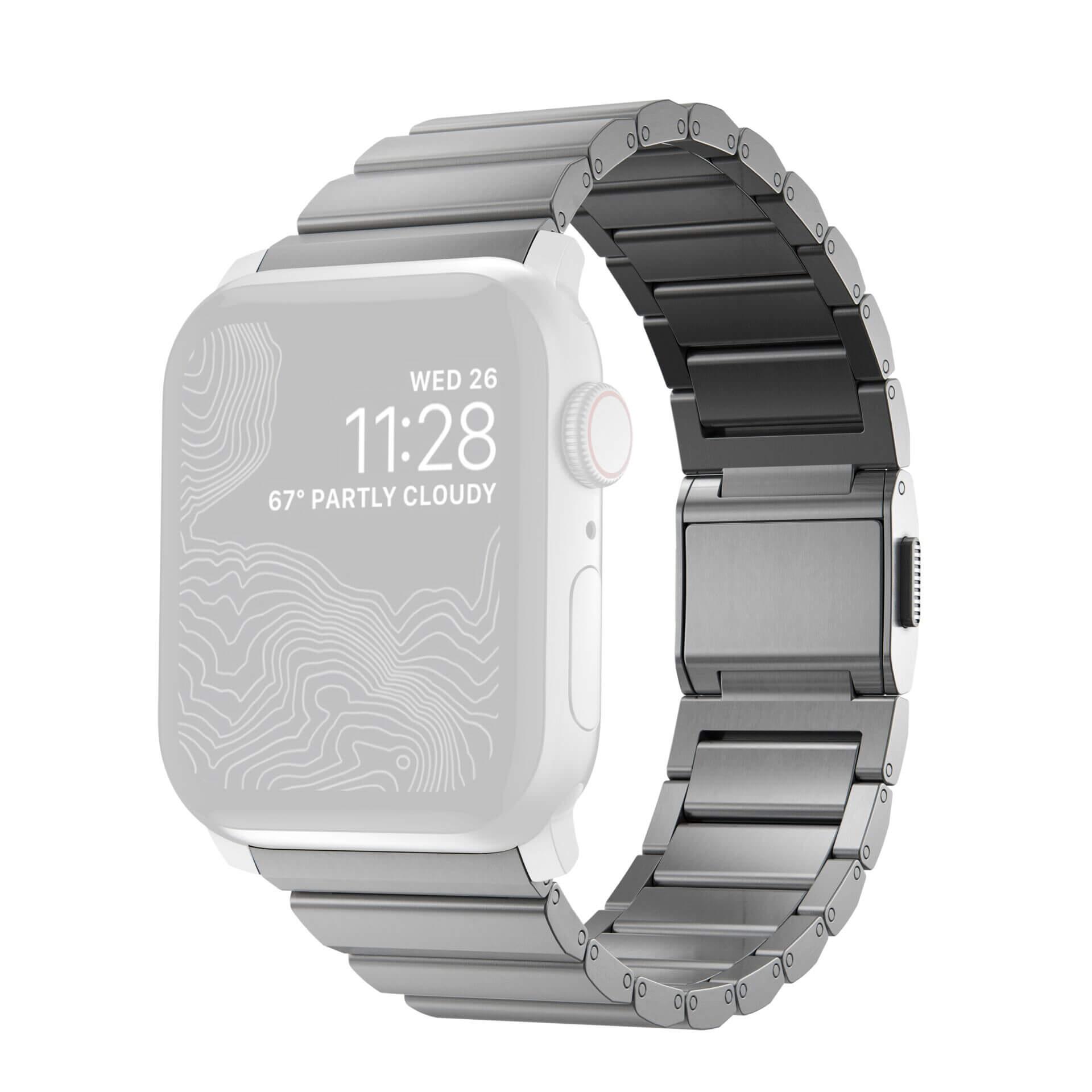 Титаниева каишка за Apple Watch 42мм, 44мм, 45мм, Ultra, Ultra 2 49мм - Nomad Strap Titanium Band V2 (сребрист) | JAR Computers Титаниева каишка за Apple Watch 42мм, 44мм, 45мм, Ultra, Ultra 2 49мм - Nomad Strap Titanium Band V2 (сребрист)