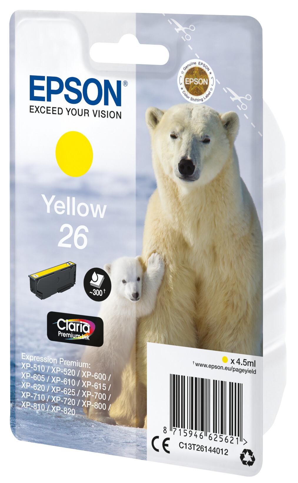 Epson Polar bear 26 Полярна мечка – единичен цвят мастило Claria Premium – жълто | JAR Computers Epson Polar bear 26 Полярна мечка – единичен цвят мастило Claria Premium – жълто