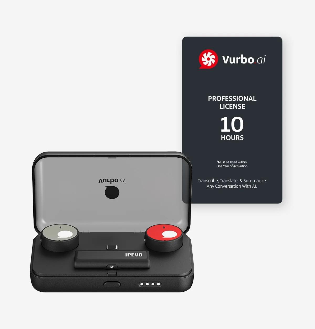 IPEVO VOCAL WEARABLE + Vurbo.ai Pro-10Hr безжична система за гласов прием | JAR Computers IPEVO VOCAL WEARABLE + Vurbo.ai Pro-10Hr безжична система за гласов прием