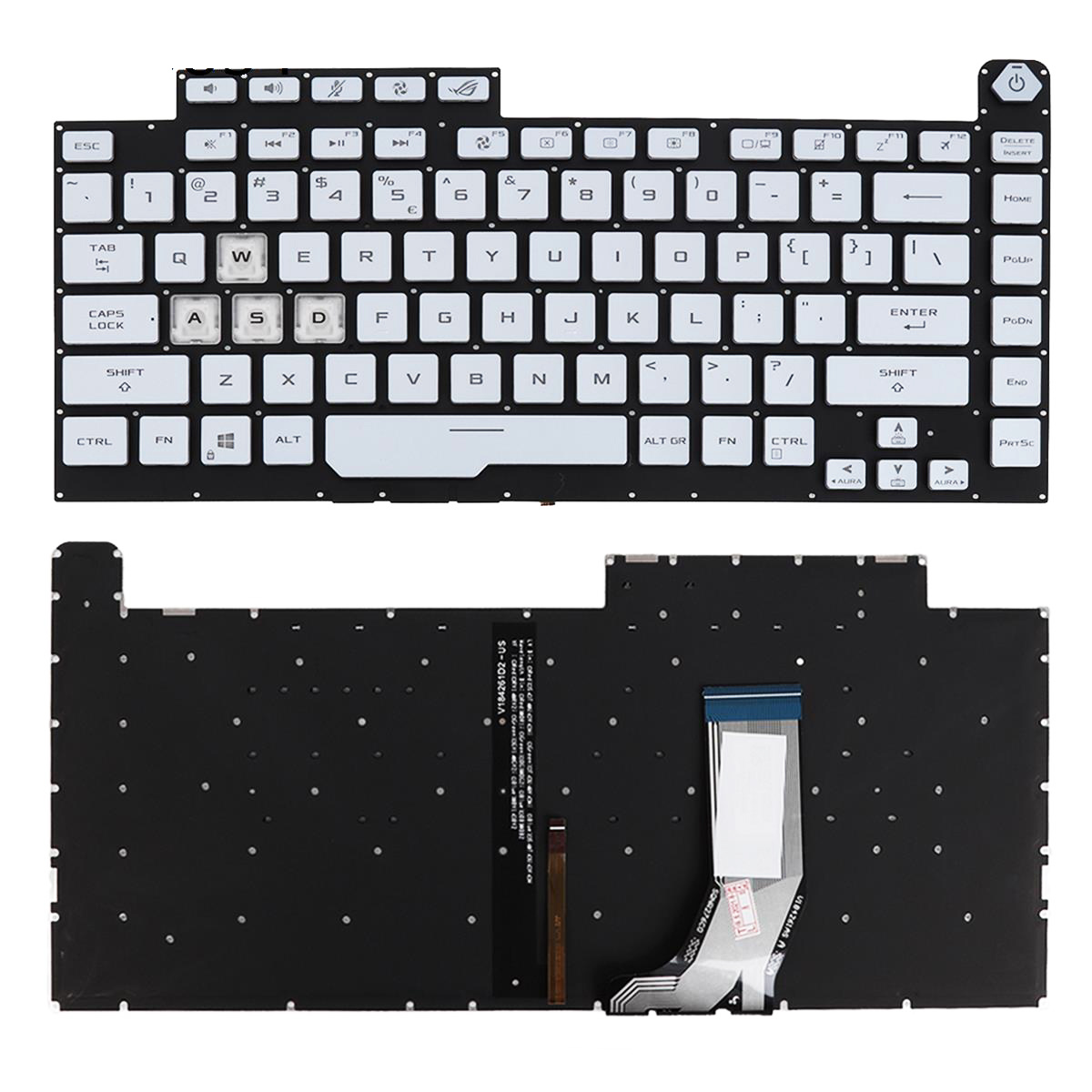 Клавиатура за лаптоп Asus ROG Strix G531GT G531GU G531GD Сребриста Без Рамка с Малък Ентър, С Подсветка / Silver Without Frame With Backlit US