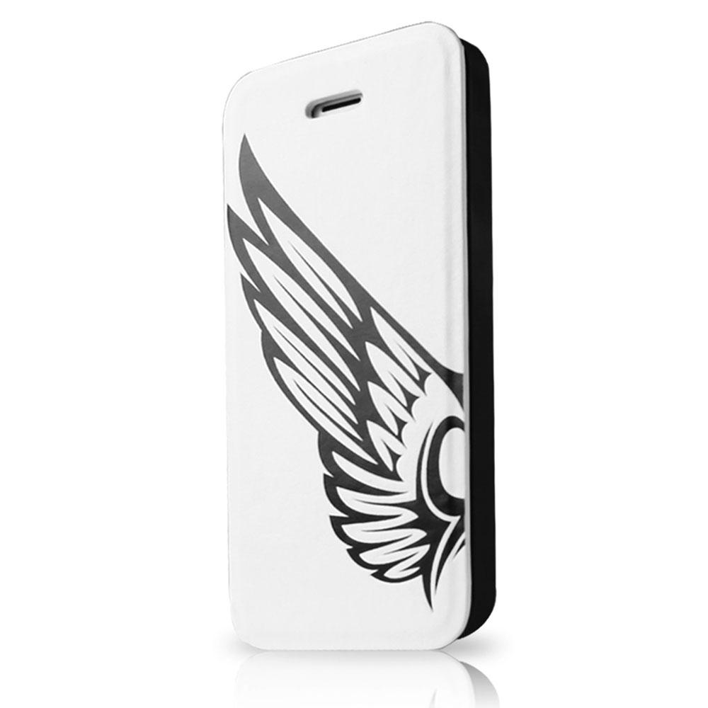 Кожен калъф, тип портфейл и поставка за iPhone 5S, iPhone 5, iPhone SE - Itskins Angel Leather Case (бял-черен) | JAR Computers Кожен калъф, тип портфейл и поставка за iPhone 5S, iPhone 5, iPhone SE - Itskins Angel Leather Case (бял-черен)