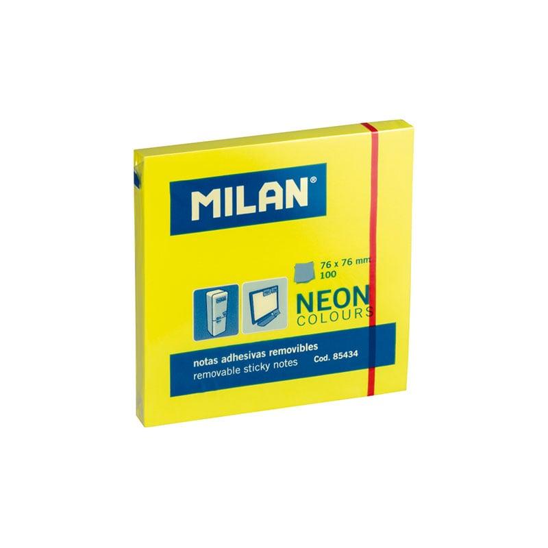 Milan Самозалепващи листчета, 76 x 76 mm, жълти, неонови, 100 листа, опаковка 10 | JAR Computers Milan Самозалепващи листчета, 76 x 76 mm, жълти, неонови, 100 листа, опаковка 10