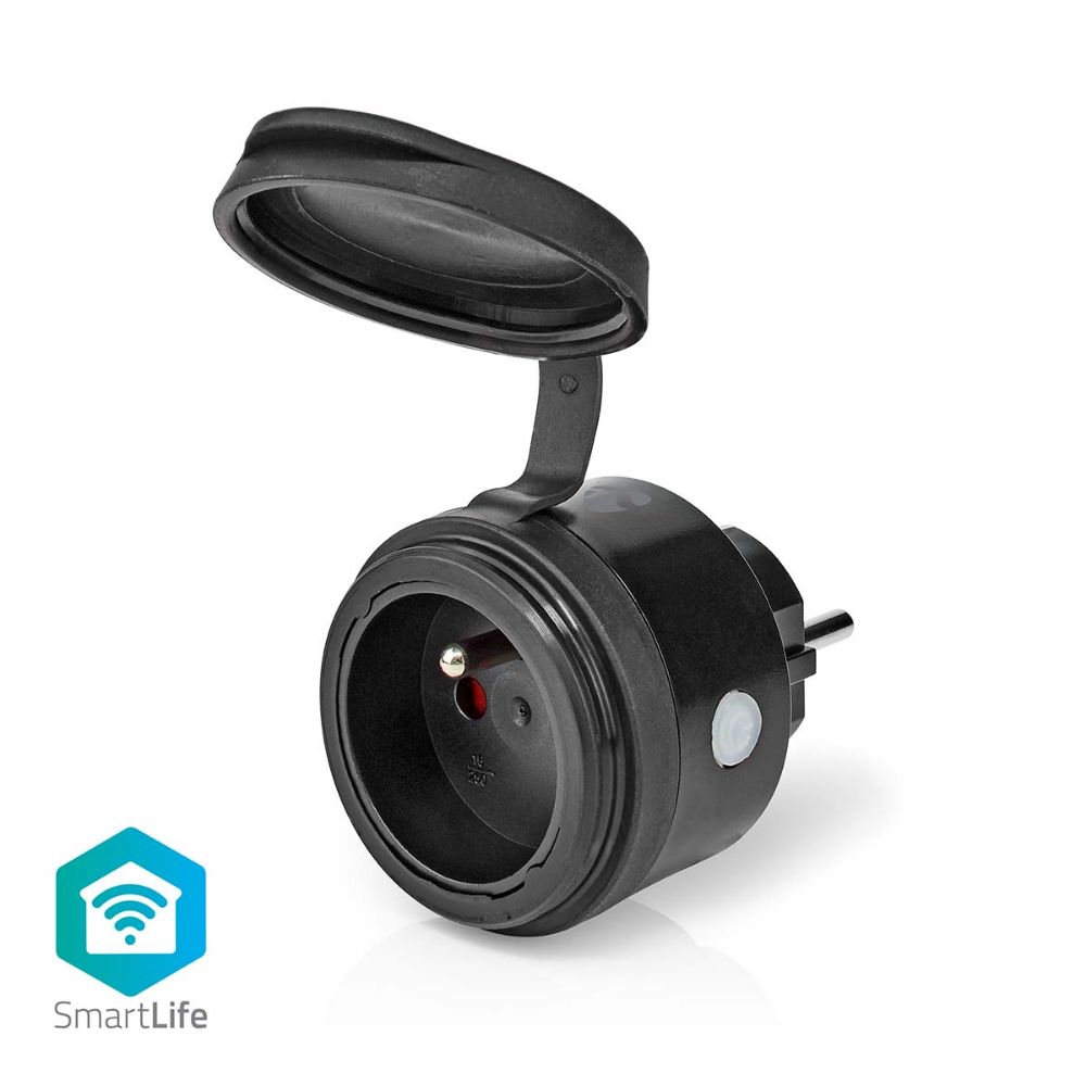 Nedis Single External Power Socket Wi-Fi Waterproof with Cap Black (WIFIPO110EBK) (NEDWIFIPO110EBK)
