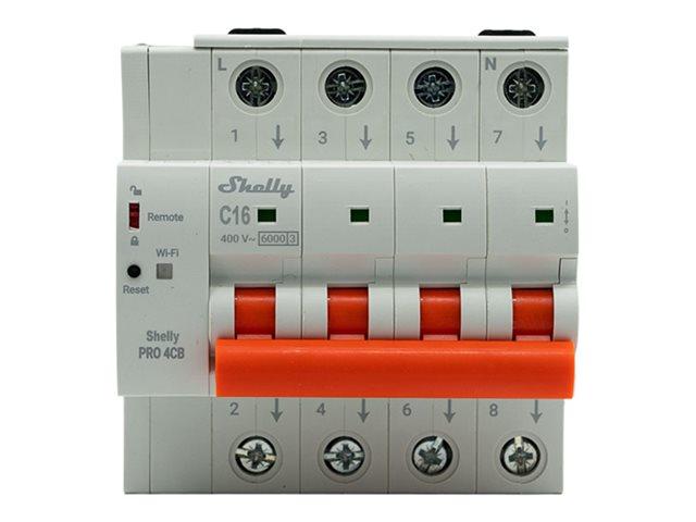 SHELLY Pro 4CB C16 Ethernet WiFi Bluetooth DIN Rail 4-Pole 16A C-Curve Circuit Breaker | JAR Computers SHELLY Pro 4CB C16 Ethernet WiFi Bluetooth DIN Rail 4-Pole 16A C-Curve Circuit Breaker