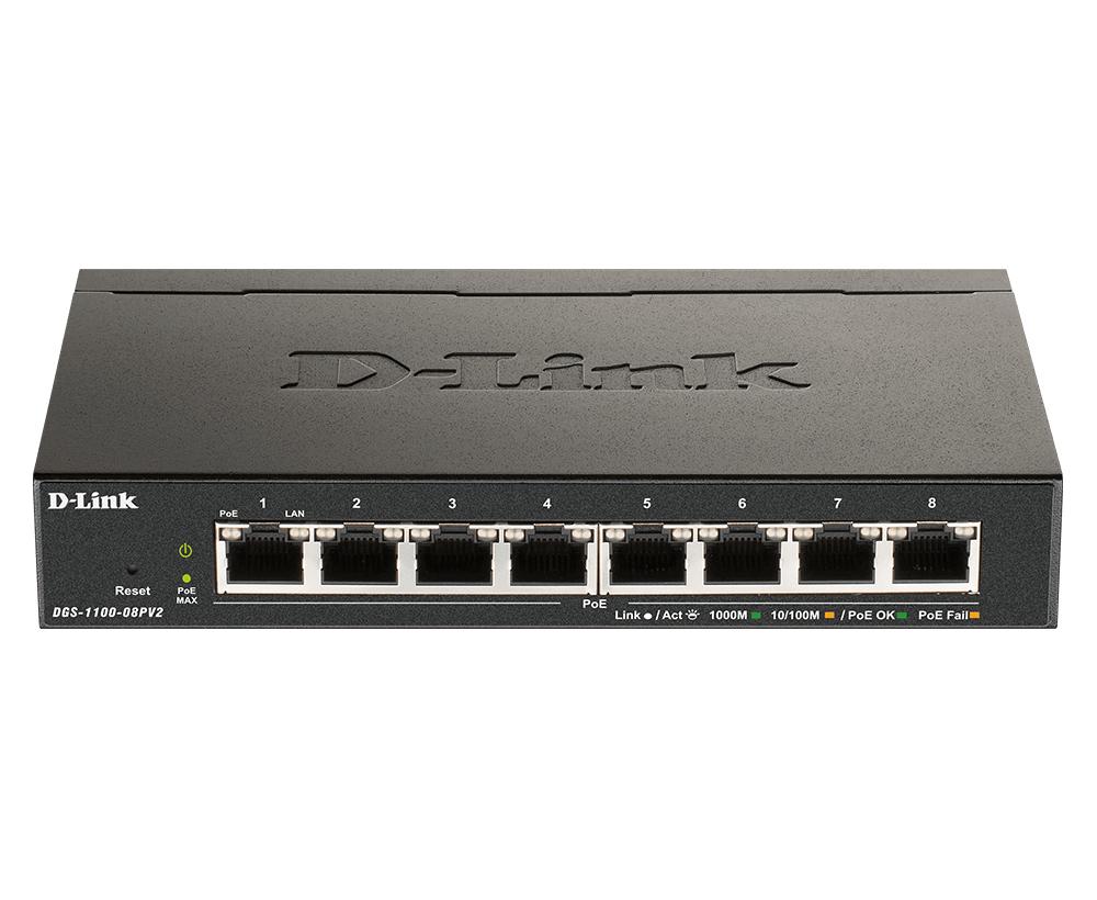 D-Link DGS-1100-08PV2 Управляем L2/L3 Gigabit Ethernet (10/100/1000) Захранване по Ethernet (PoE) Черен | JAR Computers D-Link DGS-1100-08PV2 Управляем L2/L3 Gigabit Ethernet (10/100/1000) Захранване по Ethernet (PoE) Черен